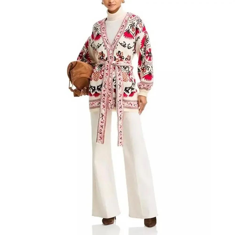 SOLD Farm Rio Cashew Mandala Ties Waist Cardigan Sweater Women's Multicolor - Picture 5 of 5